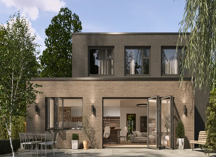 Modern home with folding aluminium windows